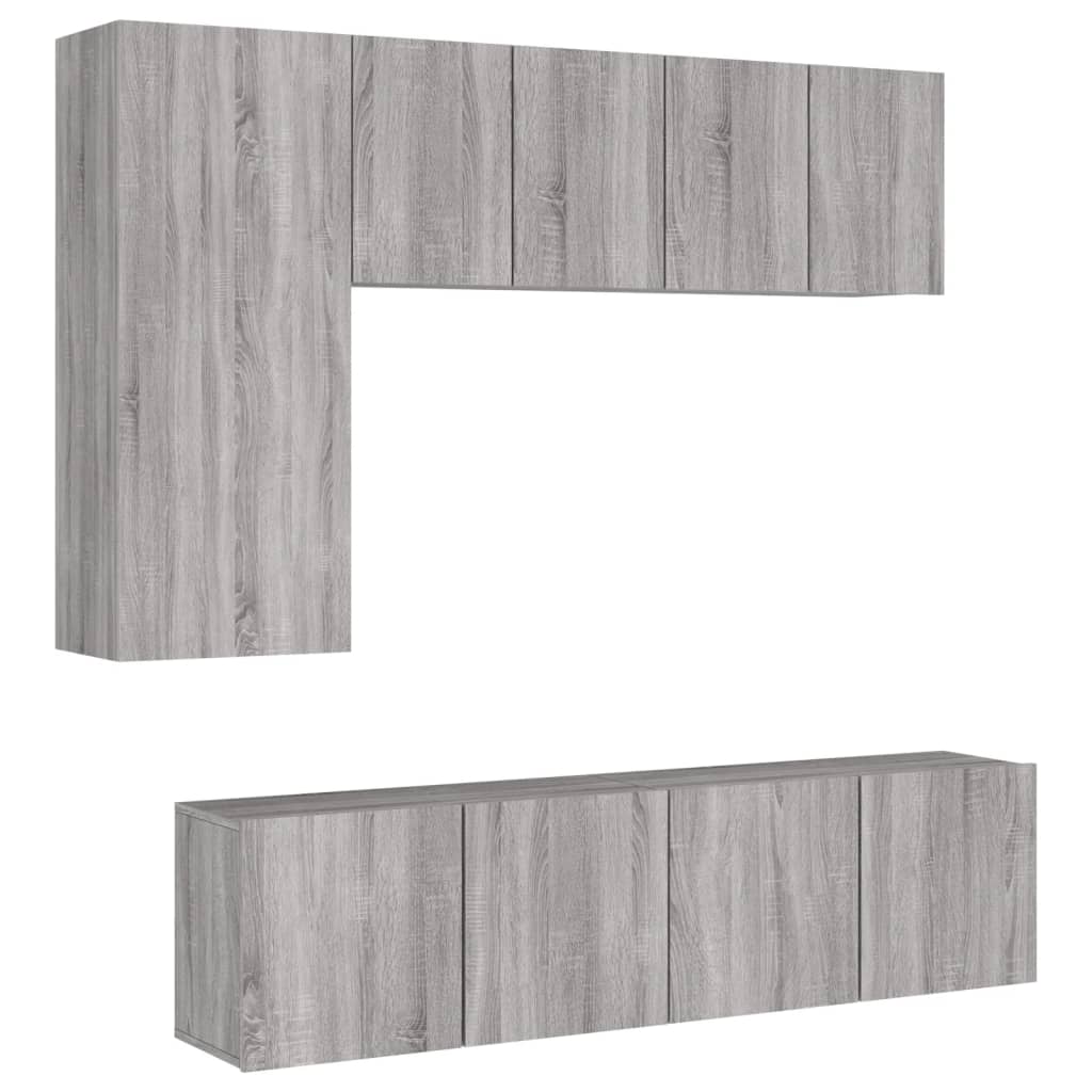 Mobili TV a Muro 5pz-Set di 5 Credenza per TV sospesa Grigio Sonoma in Legno Multistrato 320394