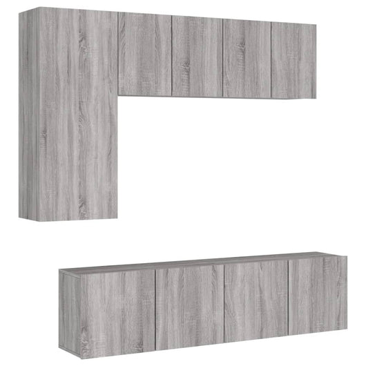 Mobili TV a Muro 5pz-Set di 5 Credenza per TV sospesa Grigio Sonoma in Legno Multistrato 320394