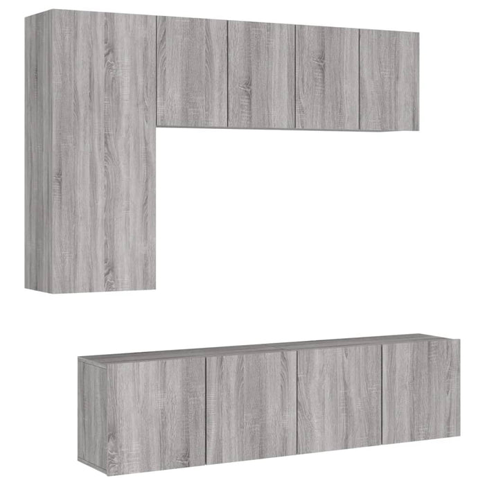 Mobili TV a Muro 5pz-Set di 5 Credenza per TV sospesa Grigio Sonoma in Legno Multistrato 320394