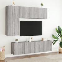 Mobili TV a Muro 5pz-Set di 5 Credenza per TV sospesa Grigio Sonoma in Legno Multistrato 320394