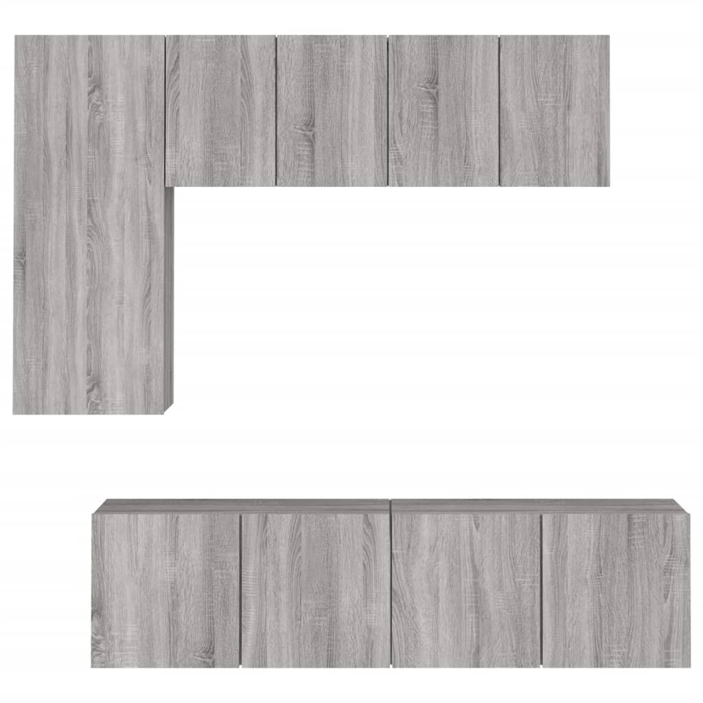 Mobili TV a Muro 5pz-Set di 5 Credenza per TV sospesa Grigio Sonoma in Legno Multistrato 320394