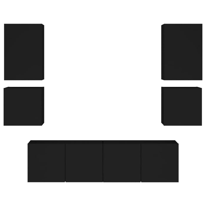 Mobili TV a Muro 6pz Neri in Legno Multistrato 3216472