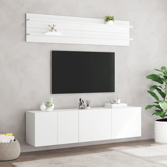Mobili TV a Muro 6pz-Set di 6 Credenza per TV sospesa Bianchi in Legno Multistrato
