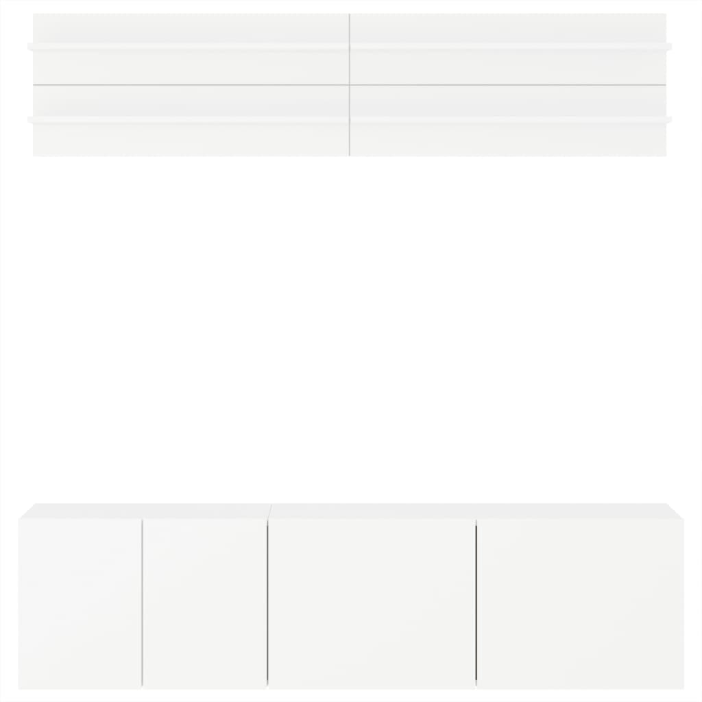 Mobili TV a Muro 6pz-Set di 6 Credenza per TV sospesa Bianchi in Legno Multistrato