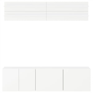 Mobili TV a Muro 6pz-Set di 6 Credenza per TV sospesa Bianchi in Legno Multistrato