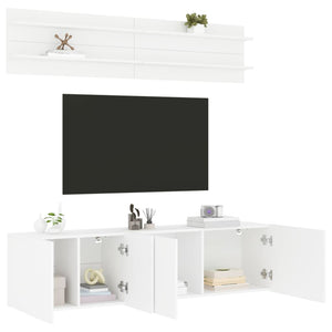 Mobili TV a Muro 6pz-Set di 6 Credenza per TV sospesa Bianchi in Legno Multistrato