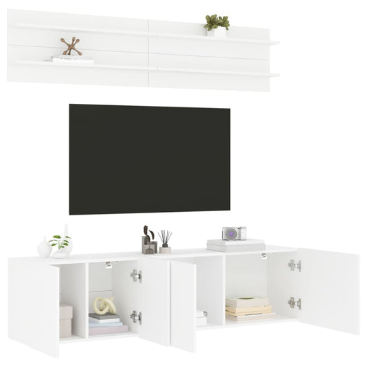 Mobili TV a Muro 6pz-Set di 6 Credenza per TV sospesa Bianchi in Legno Multistrato