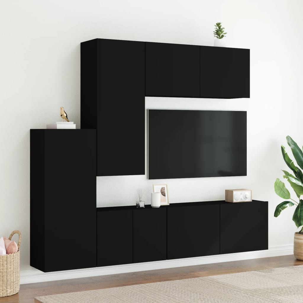 Mobili TV a Muro 5pz Neri in Legno Multistratocod mxl 110212