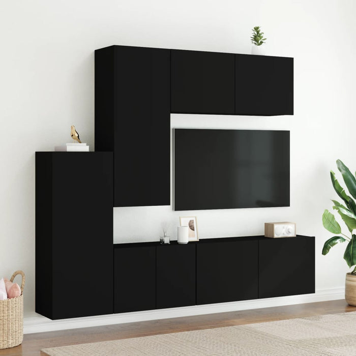 Mobili TV a Muro 5pz Neri in Legno Multistratocod mxl 110212