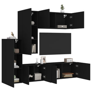Mobili TV a Muro 5pz Neri in Legno Multistratocod mxl 110212