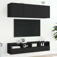 Mobili TV a Muro 5pz Neri in Legno Multistratocod mxl 134233