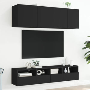 Mobili TV a Muro 5pz Neri in Legno Multistratocod mxl 134233