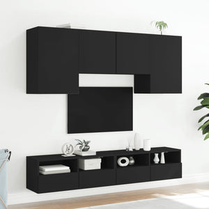 Mobili TV a Muro 5pz Neri in Legno Multistrato 3216526