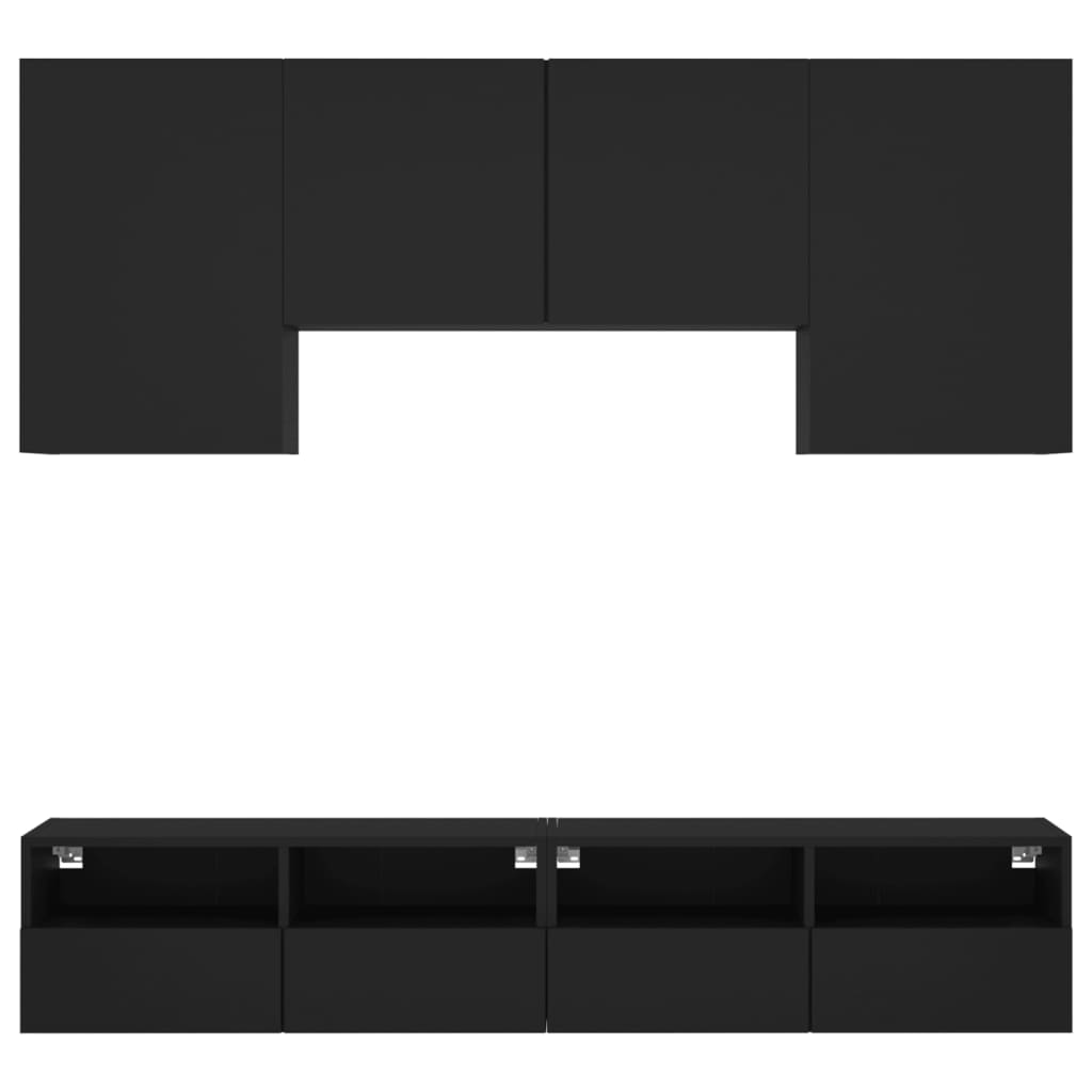 Mobili TV a Muro 5pz Neri in Legno Multistrato 3216526