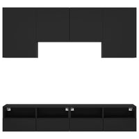 Mobili TV a Muro 5pz Neri in Legno Multistrato 3216526