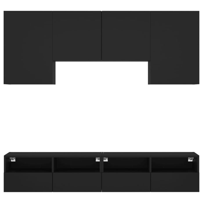 Mobili TV a Muro 5pz Neri in Legno Multistrato 3216526