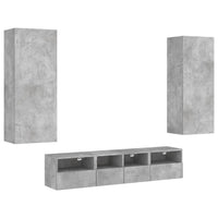 Mobili TV a Muro con LED 5pz-Set di 5 Credenza per TV sospesa Grigio Cemento Legno Multistrato 945110