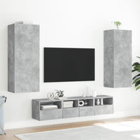 Mobili TV a Muro con LED 5pz-Set di 5 Credenza per TV sospesa Grigio Cemento Legno Multistrato 945110