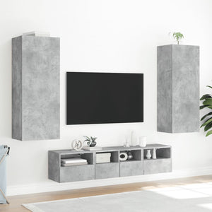 Mobili TV a Muro con LED 5pz-Set di 5 Credenza per TV sospesa Grigio Cemento Legno Multistrato 945110