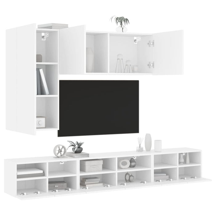 Mobili TV a Muro 5pz Bianchi in Legno Multistrato 3216558