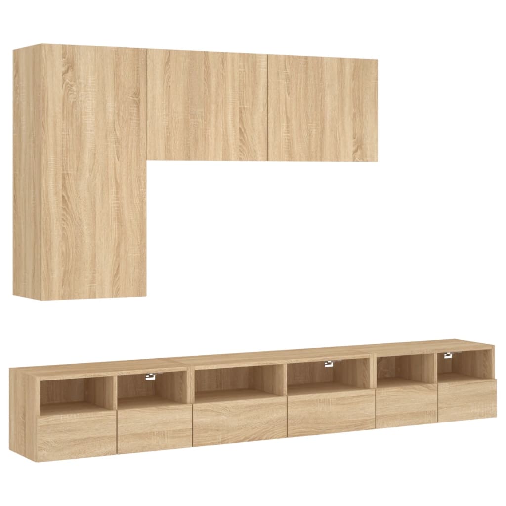 Mobili TV a Muro 5pz Rovere Sonoma in Legno Multistrato 3216560