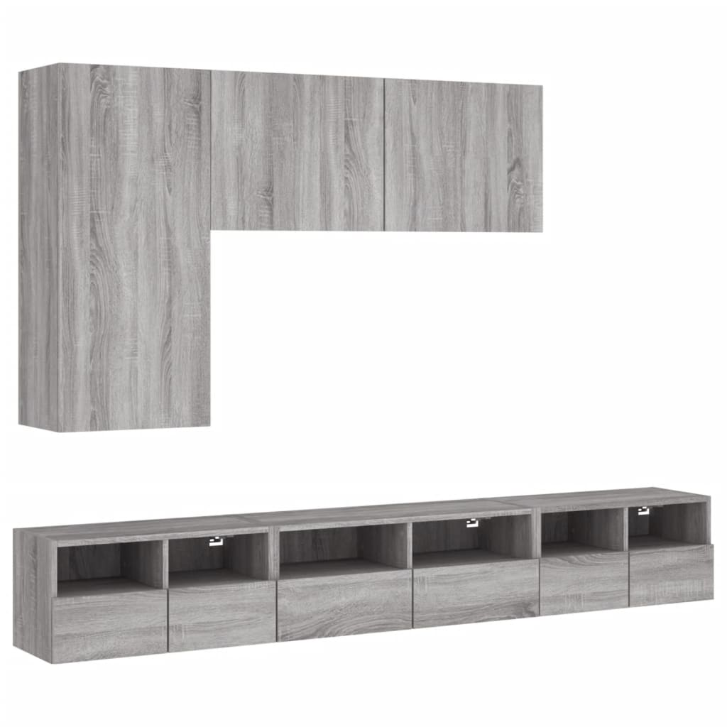 Mobili TV a Muro 5pz Grigio Sonoma in Legno Multistratocod mxl 86332