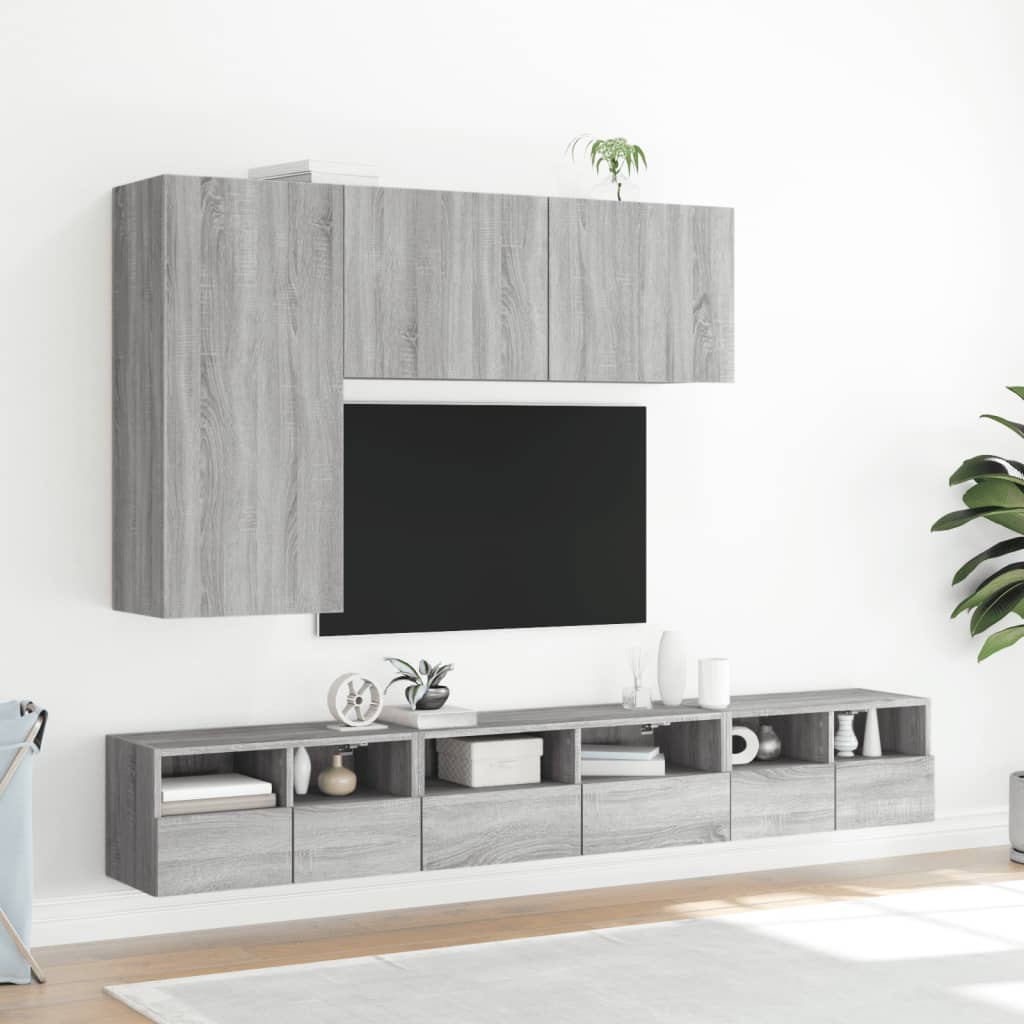 Mobili TV a Muro 5pz Grigio Sonoma in Legno Multistratocod mxl 86332