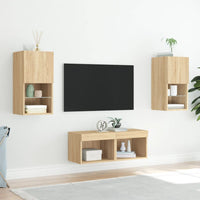 Mobili TV a Muro 4pz con Luci LED Rovere Sonoma 3216571