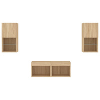 Mobili TV a Muro 4pz con Luci LED Rovere Sonoma 3216571