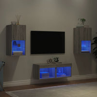 Mobili TV a Muro 4pz con Luci LED Grigio Sonoma 3216574