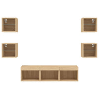 Mobili TV a Muro con LED 7pz Rovere Sonoma Legno Multistrato 3216585