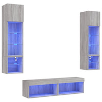 Mobili TV a Muro con LED 6pz Grigio Sonoma Legno Multistrato 3216627