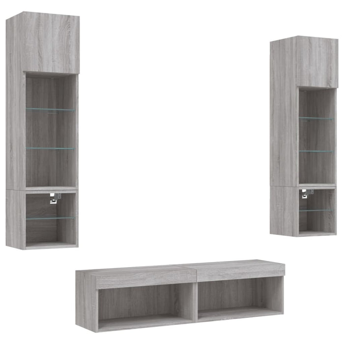 Mobili TV a Muro con LED 6pz Grigio Sonoma Legno Multistrato 3216627
