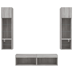 Mobili TV a Muro con LED 6pz Grigio Sonoma Legno Multistrato 3216627