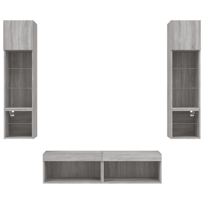 Mobili TV a Muro con LED 6pz Grigio Sonoma Legno Multistrato 3216627