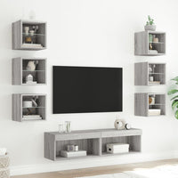 Mobili TV a Muro con LED 8pz Grigio Sonoma Legno Multistrato 3216638
