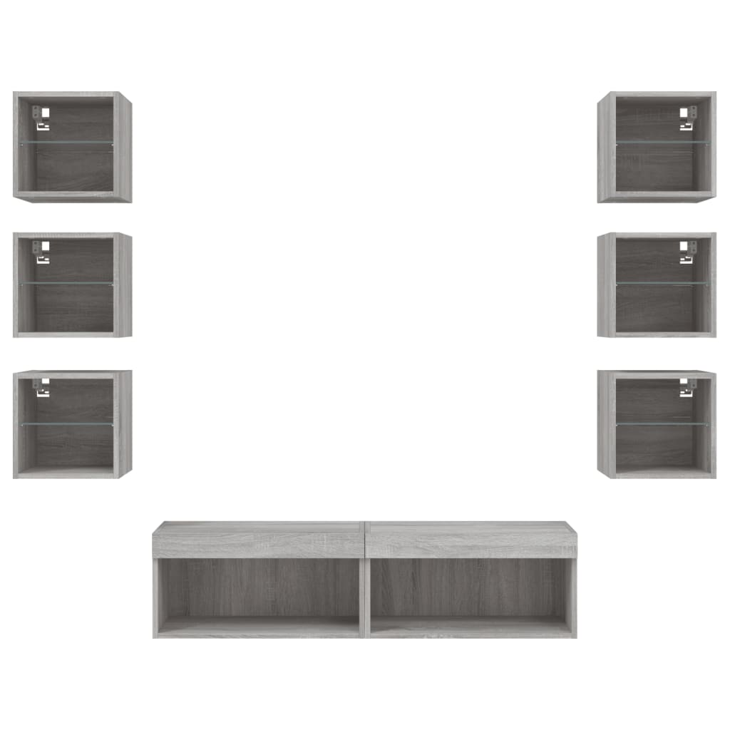 Mobili TV a Muro con LED 8pz Grigio Sonoma Legno Multistrato 3216638