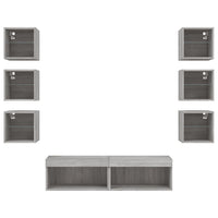 Mobili TV a Muro con LED 8pz Grigio Sonoma Legno Multistrato 3216638