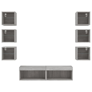 Mobili TV a Muro con LED 8pz Grigio Sonoma Legno Multistrato 3216638