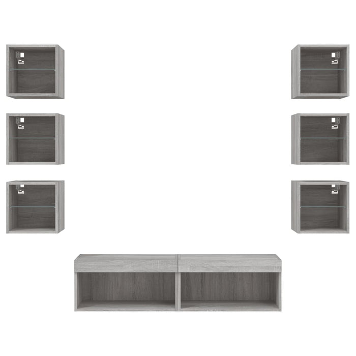 Mobili TV a Muro con LED 8pz Grigio Sonoma Legno Multistrato 3216638