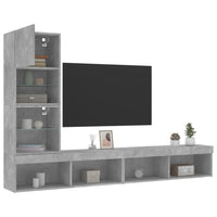 Mobili TV a Muro con LED 4pz Grigio Cemento Legno Multistrato 3216643