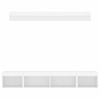 Mobili TV a Muro con LED 5pz-Set di 5 Credenza per TV sospesa Bianchi in Legno Multistrato 450089