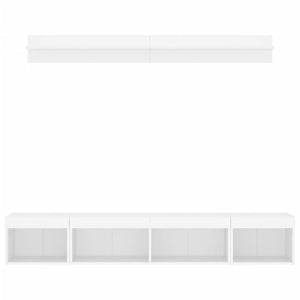 Mobili TV a Muro con LED 5pz-Set di 5 Credenza per TV sospesa Bianchi in Legno Multistrato 450089
