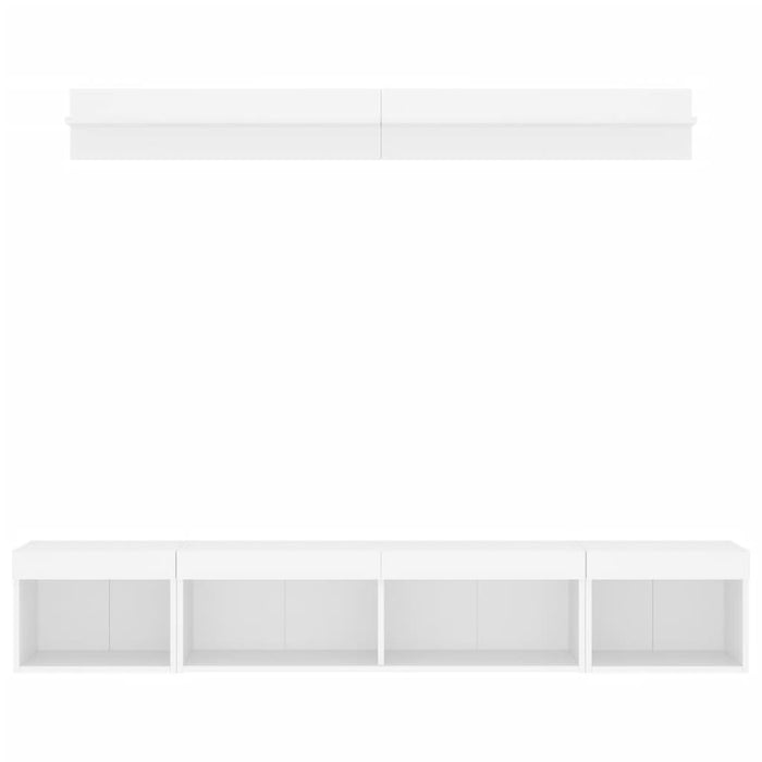 Mobili TV a Muro con LED 5pz-Set di 5 Credenza per TV sospesa Bianchi in Legno Multistrato 450089
