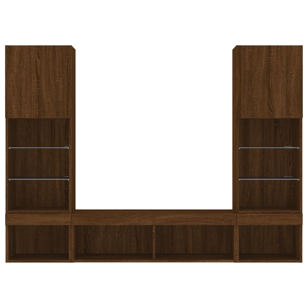 Mobili TV a Muro con LED 5pz Rovere Marrone Legno Multistrato 3216696