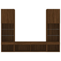 Mobili TV a Muro con LED 5pz Rovere Marrone Legno Multistrato 3216696