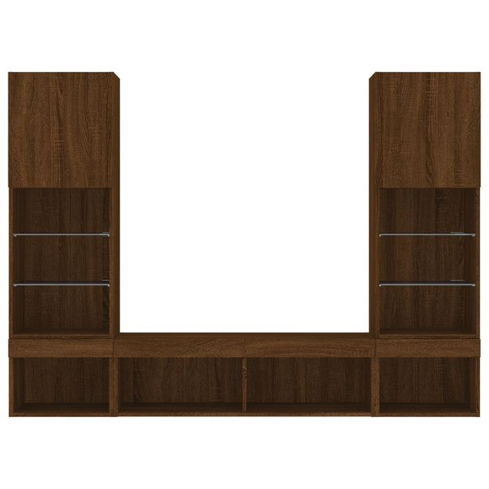 Mobili TV a Muro con LED 5pz Rovere Marrone Legno Multistrato 3216696