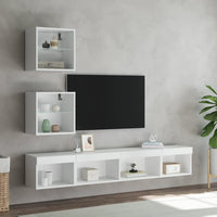 Mobili TV a Muro con LED 5pz Bianchi in Legno Multistrato 3216697