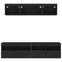Mobili TV a Muro con LED 5pz Neri in Legno Multistrato 3216719