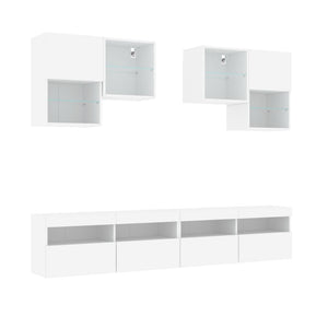 Set Mobili TV a Muro 6 pz con Luci LED Bianco 3216750